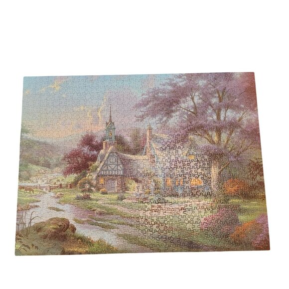 Ceaco Thomas Kinkade 1000 Piece Vintage 2001 Jigsaw Puzzle Clocktower Cottage - Picture 1 of 8
